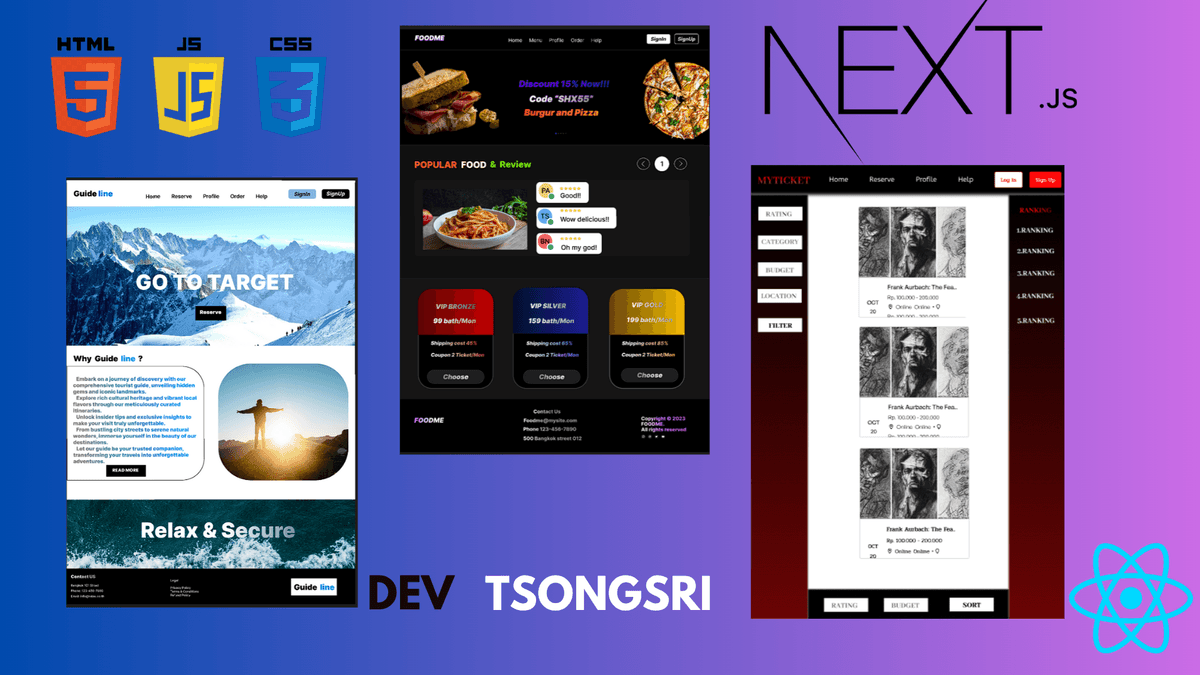 รับออกเเบบเเละทำ Website Page Frontend (Html,css,Javascript,React,Nextjs)