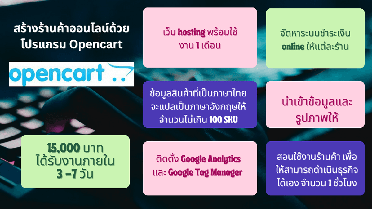 จดทะเบียน Web Hosting, domain, Payment Gateway นำเข้าข้อมูล และเปิดร้านค้าออนไลน์ด้วยโปรแกรม Opencart