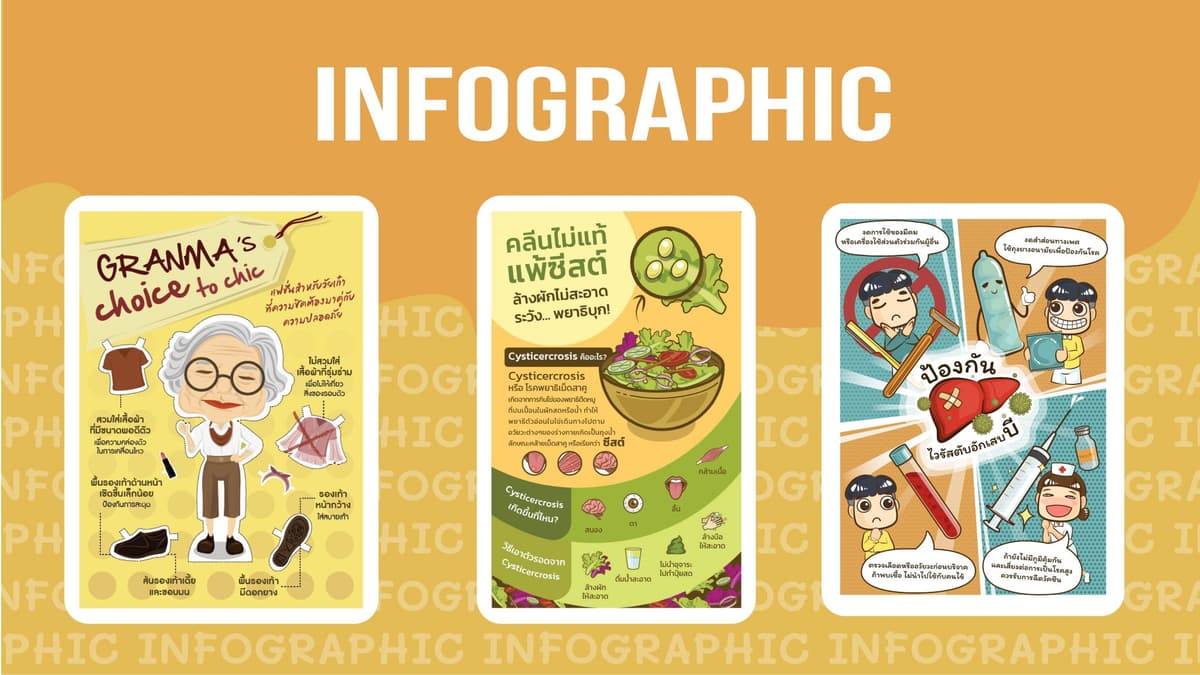 รับทำ Infographic สไตล์การ์ตูน ย่อยข้อมูลยากให้เป็นเรื่องง่าย