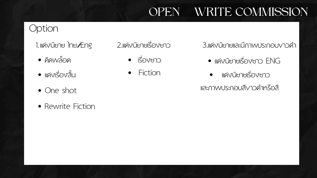 รับเขียนนิยายทุกแนวหรือ re-write นิยาย